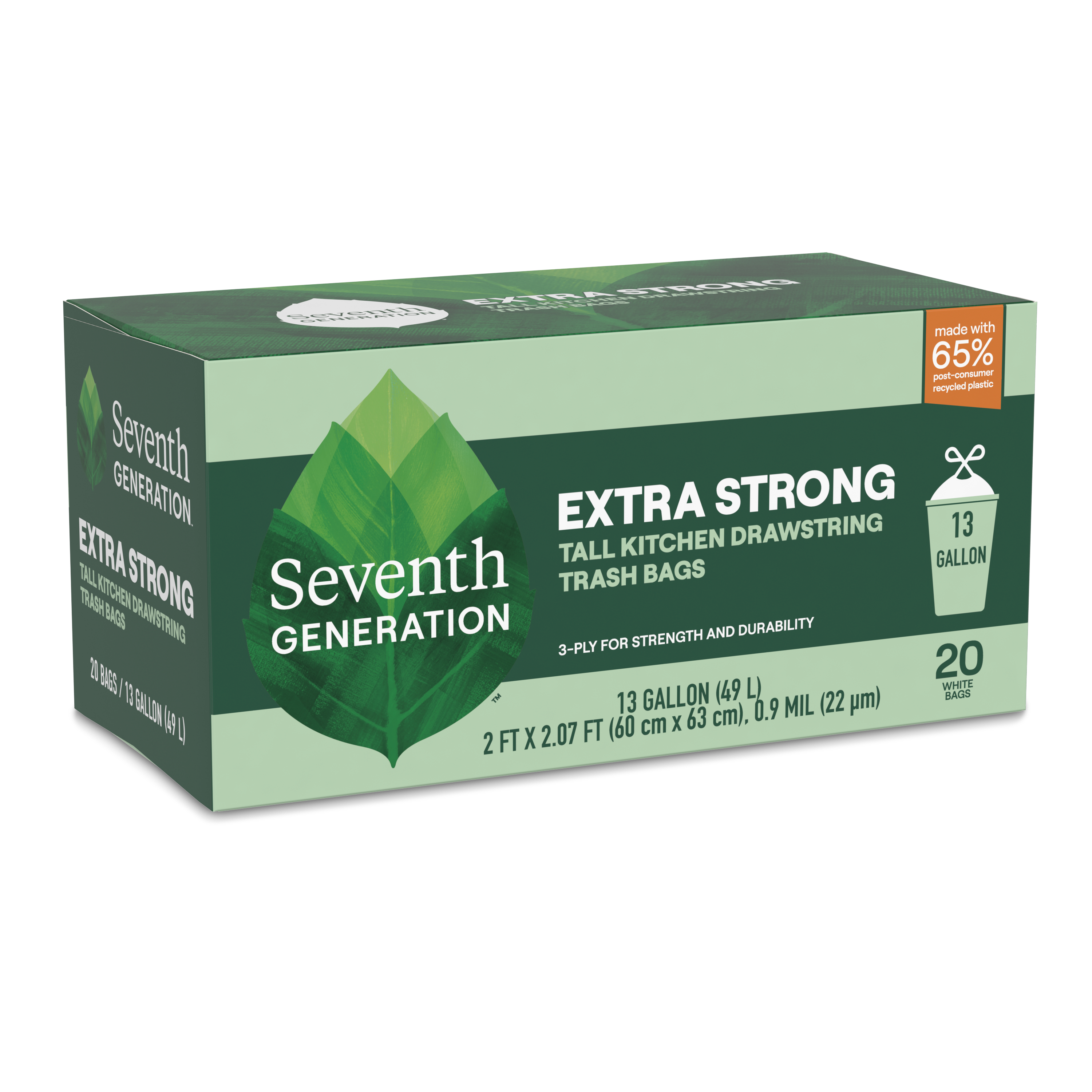 Extra Strong Tall Kitchen Drawstring Trash Bags - 13 gallon